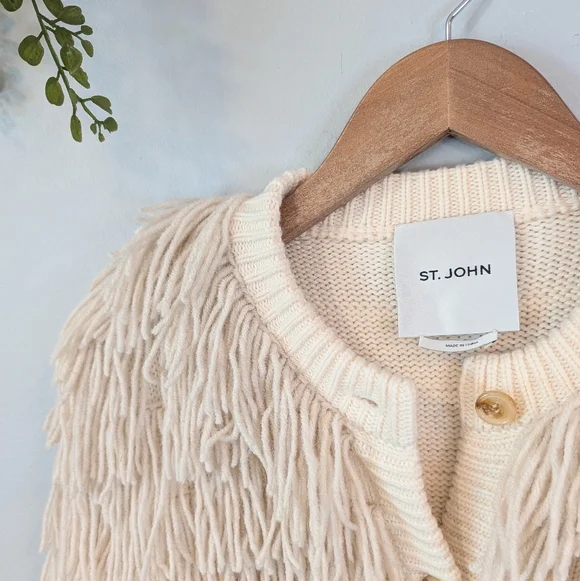 St. John Vanilla Textured Teddy Cardigan Sz. Small